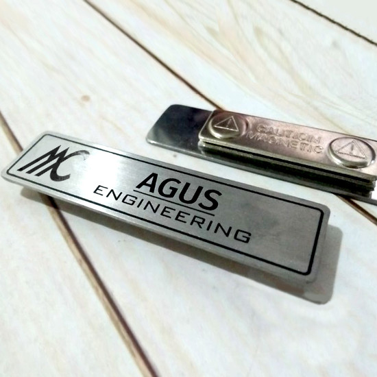Name Tag Print Plat Stainless + Magnet