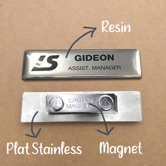 Name Tag Print Plat Stainless + Magnet
